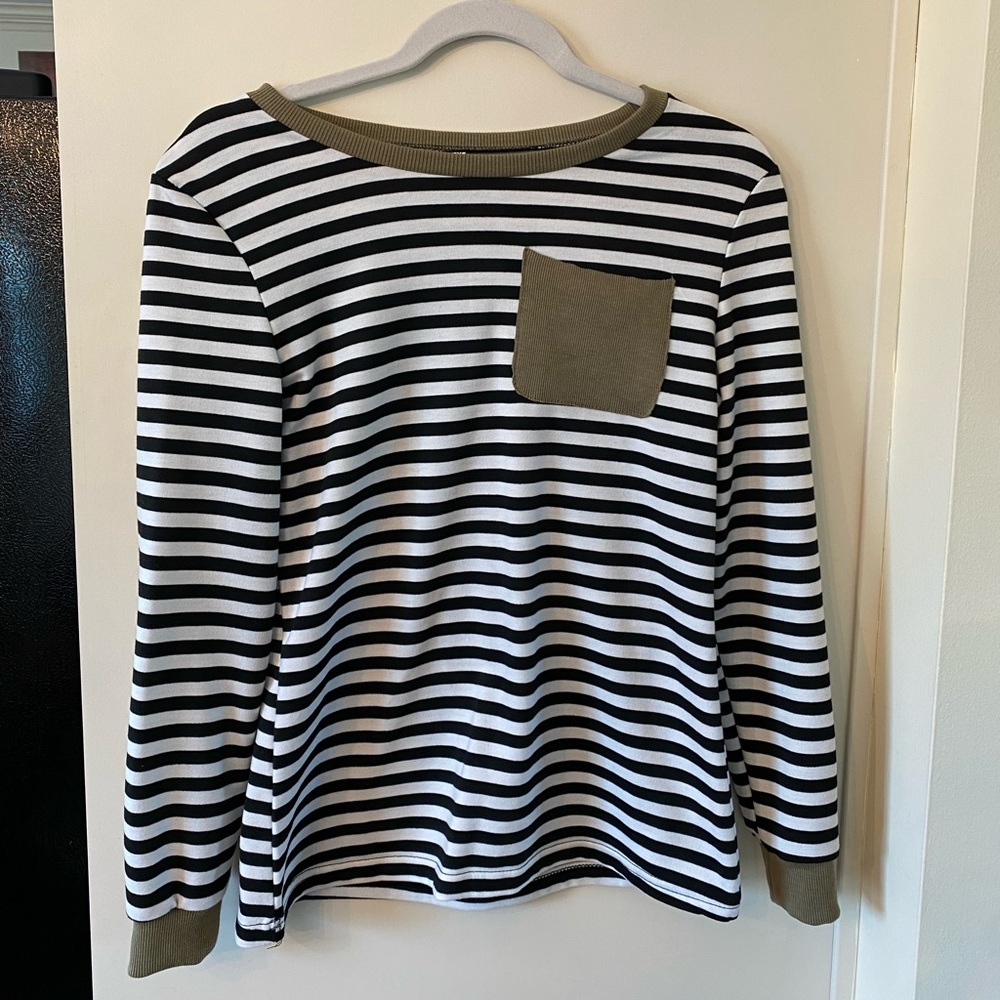 Striped Pocket Long Sleeve Shirt